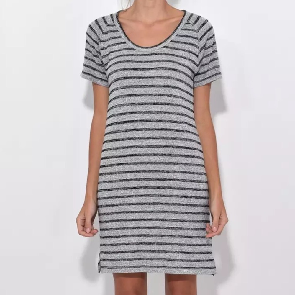Rag & Bone /Jean Women XS Gray/Black Striped Knit Short Sleeve T-Shirt Dress